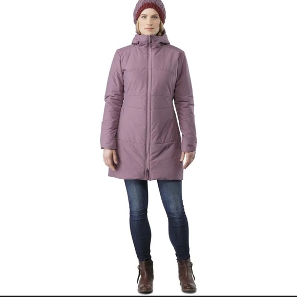 Purple Quilted Puffer Coat with Hood and High Collar - Picture 1 of 16